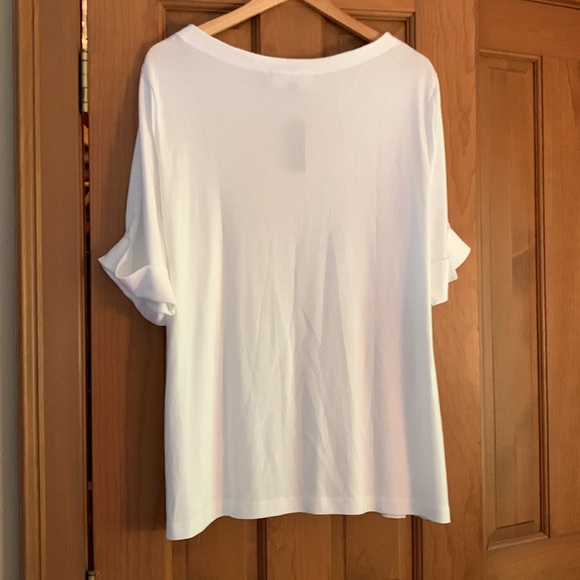 Women’s NWT Karen Scott 2X White Cuffed T Shirt - Picture 4 of 8